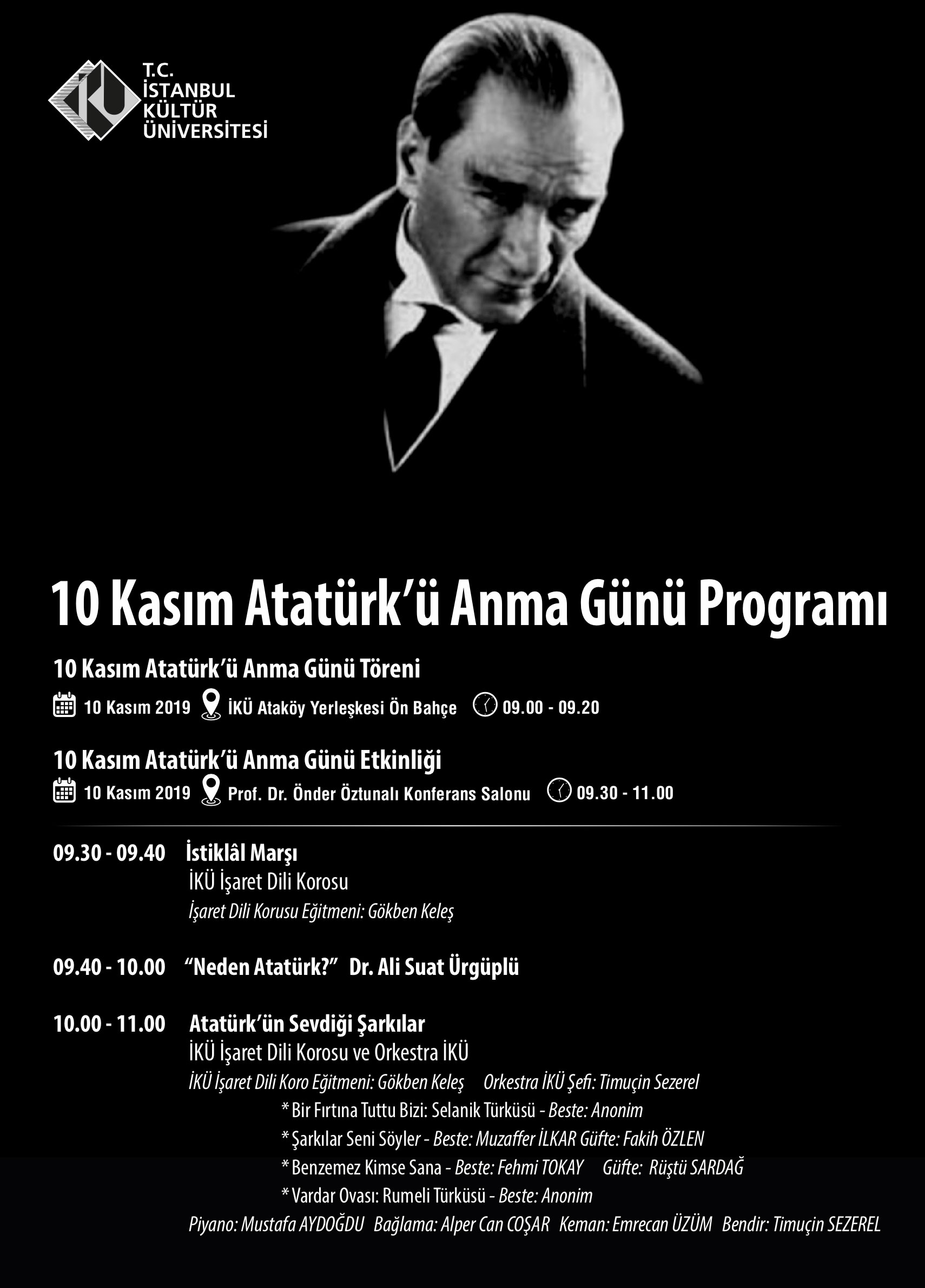 10 Kasım Atatürk'ü Anma Günü Programı