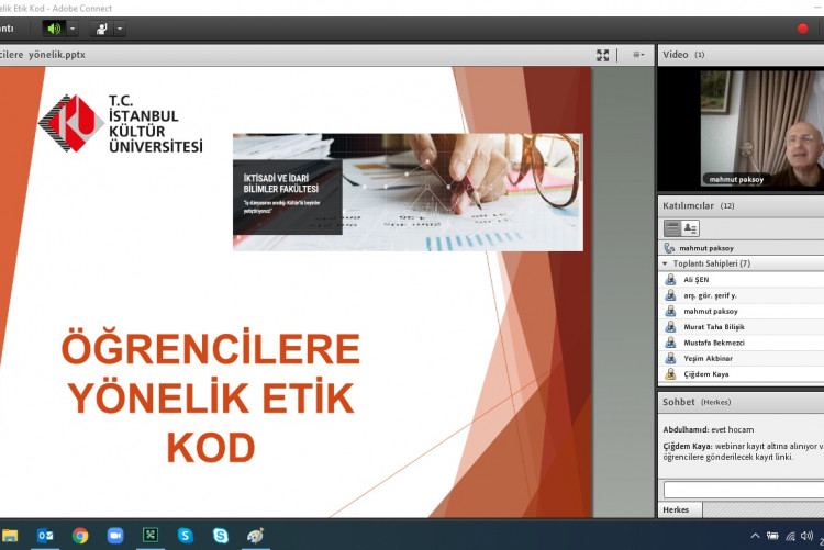 “Öğrencilere ve Akademik Kadroya İlişkin Etik Kodlar” Webinarları 